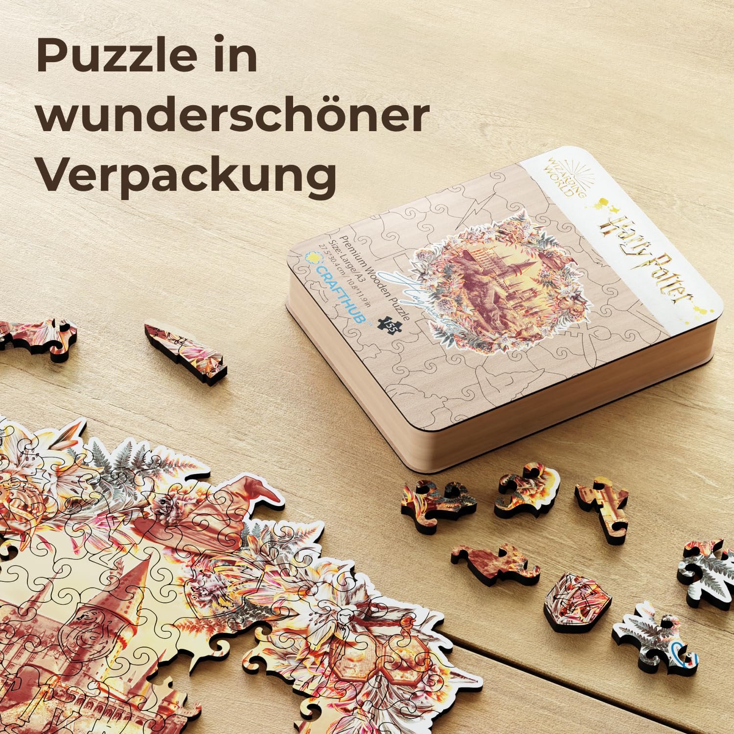 Деревянный пазл CRAFTHUB Harry Potter Hogwarts Castle Utilitarian Romance A3 155 деталей, фото №6