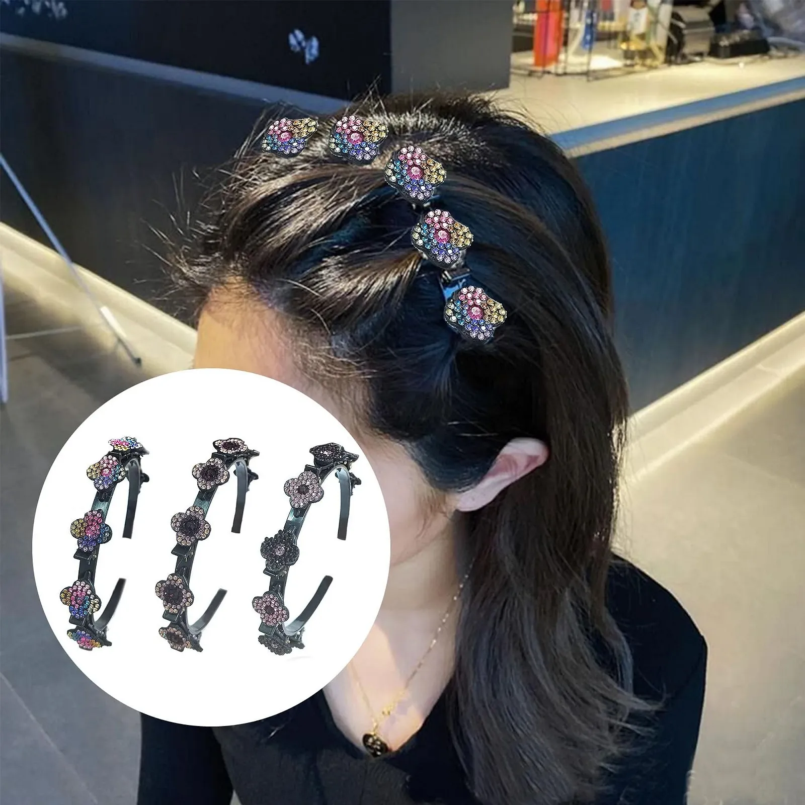 Обруч для волосся з кліпсами ZAHD, 3 шт., плетений, фото №7