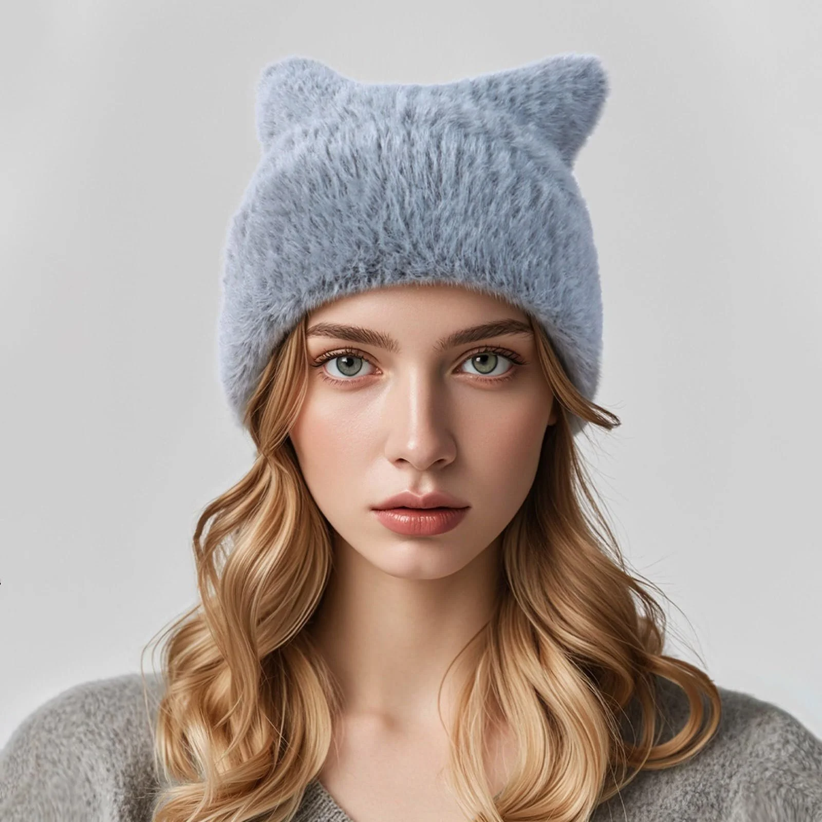 Надвеликий котячий капелюх з вухами, однотонний, фото №6 Надвеликий котячий капелюх з вухами, однотонний, фото №6