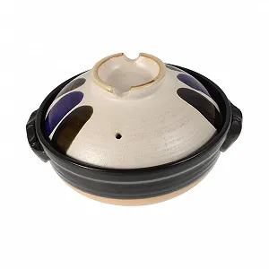 Кастрюля керамическая Gatuida в японском стиле с крышкой термостойкая для открытого огня с двумя ручками Серая - Фото 1