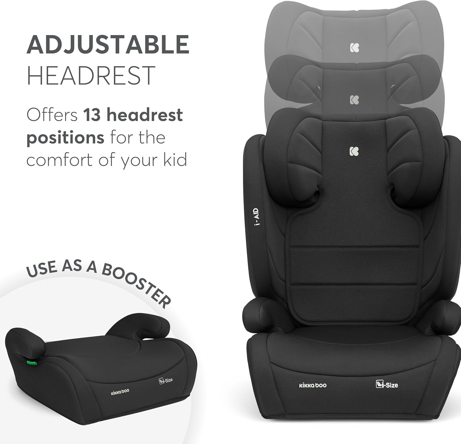 Дитяче автокрісло KikkaBoo i-AID i-Size / 100-150 см / Чорне, фото №4