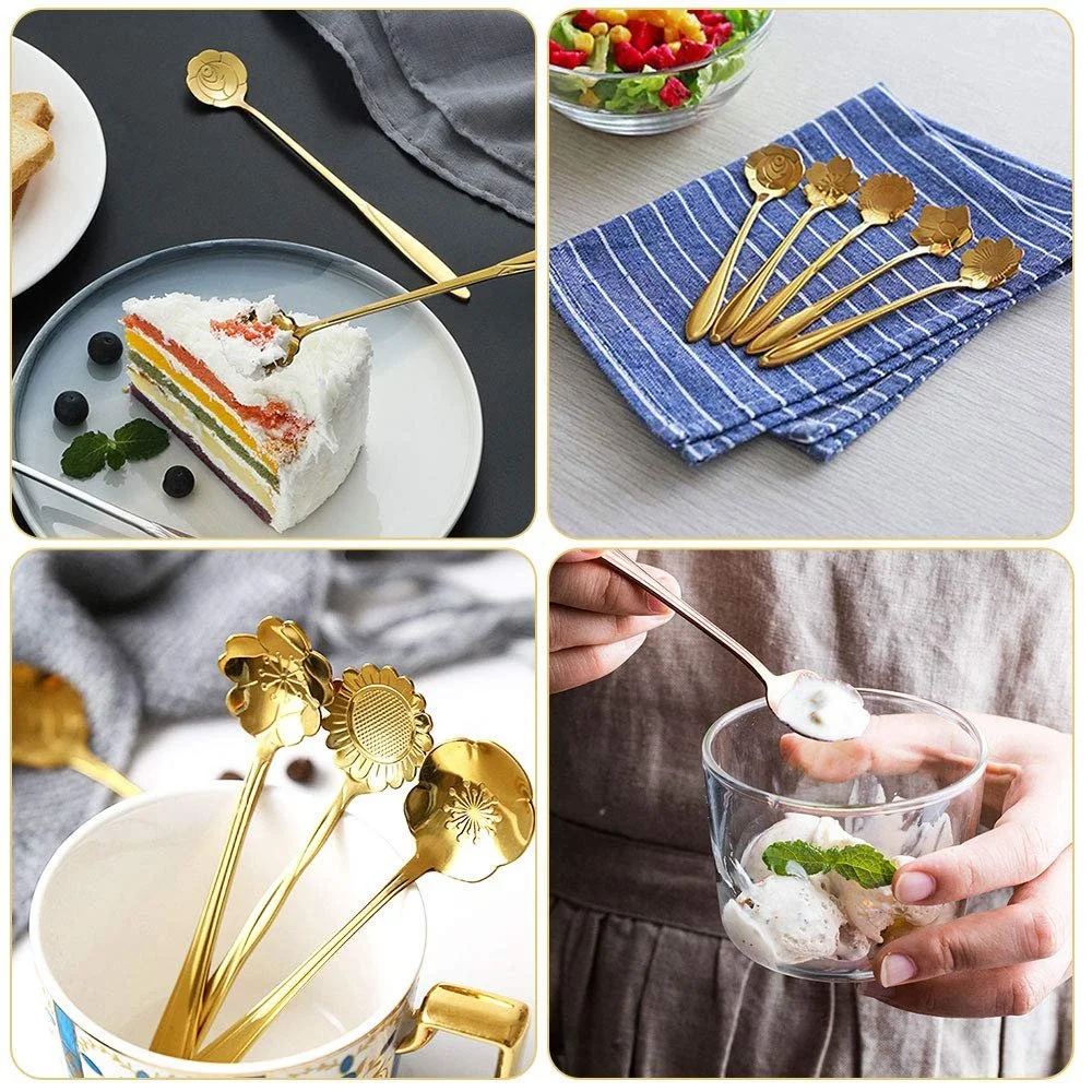 Набір з 8 кавових ложок Flowers, маленькі чайні, фото №7