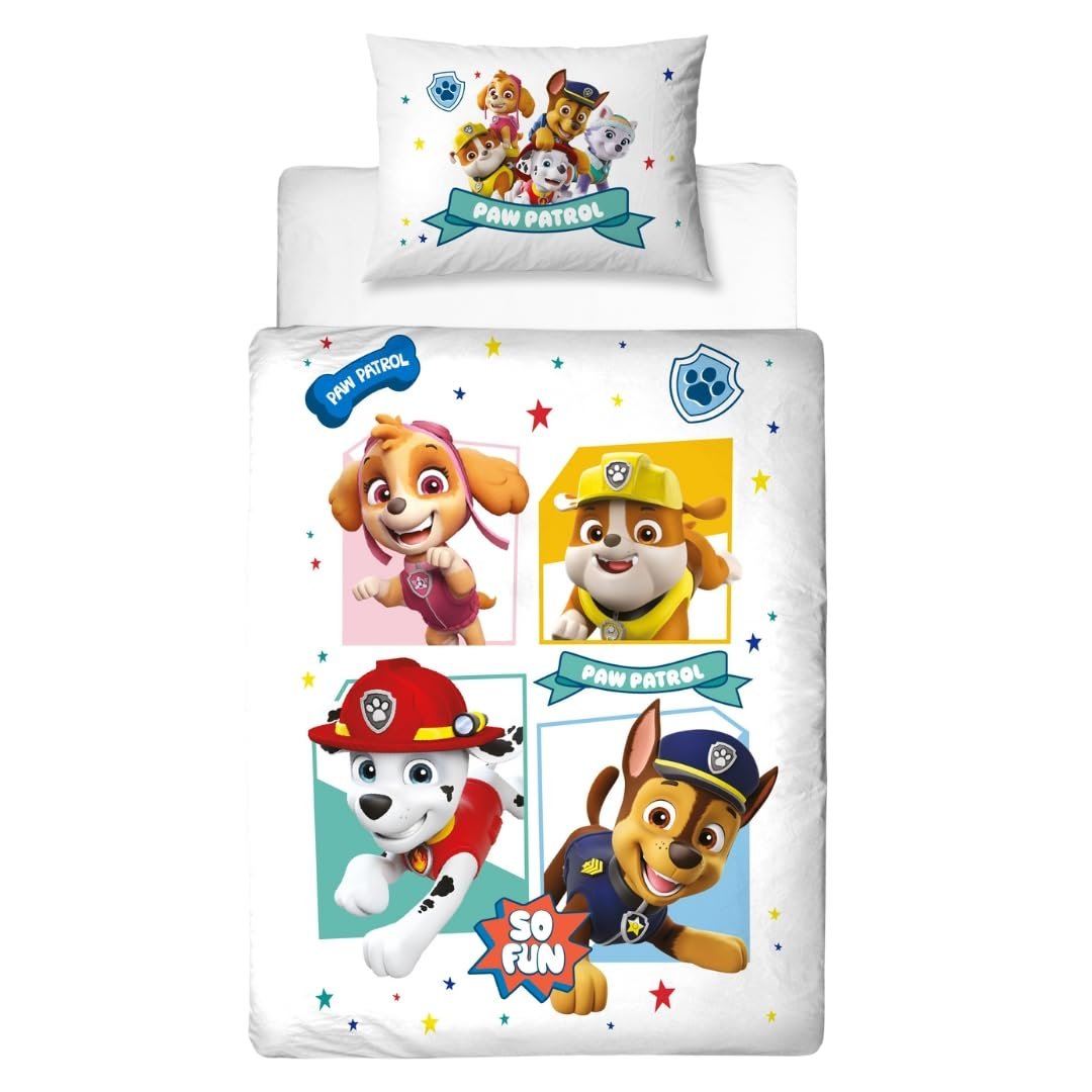 Постільна білизна Paw Patrol, підковдра 100 x 135 см, 40 x 60 см, бавовна, фланель, зимова постільна білизна для немовлят та дітей, 1 наволочка 40 x 60 см + 1 підковдра 100 x 135 см, фото №1