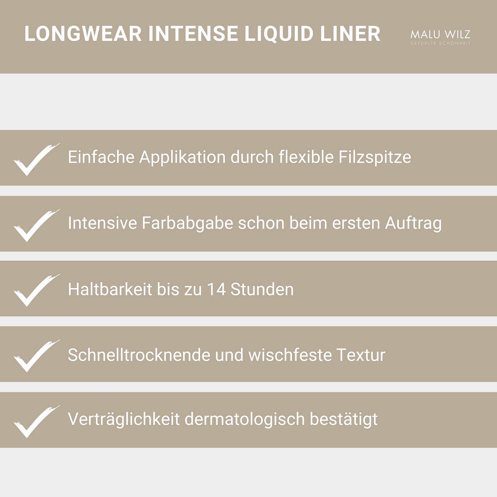 Підводка для очей Malu Wilz Longwear Intense Liquid Liner, Чорний, фото №4 Підводка для очей Malu Wilz Longwear Intense Liquid Liner, Чорний, фото №4