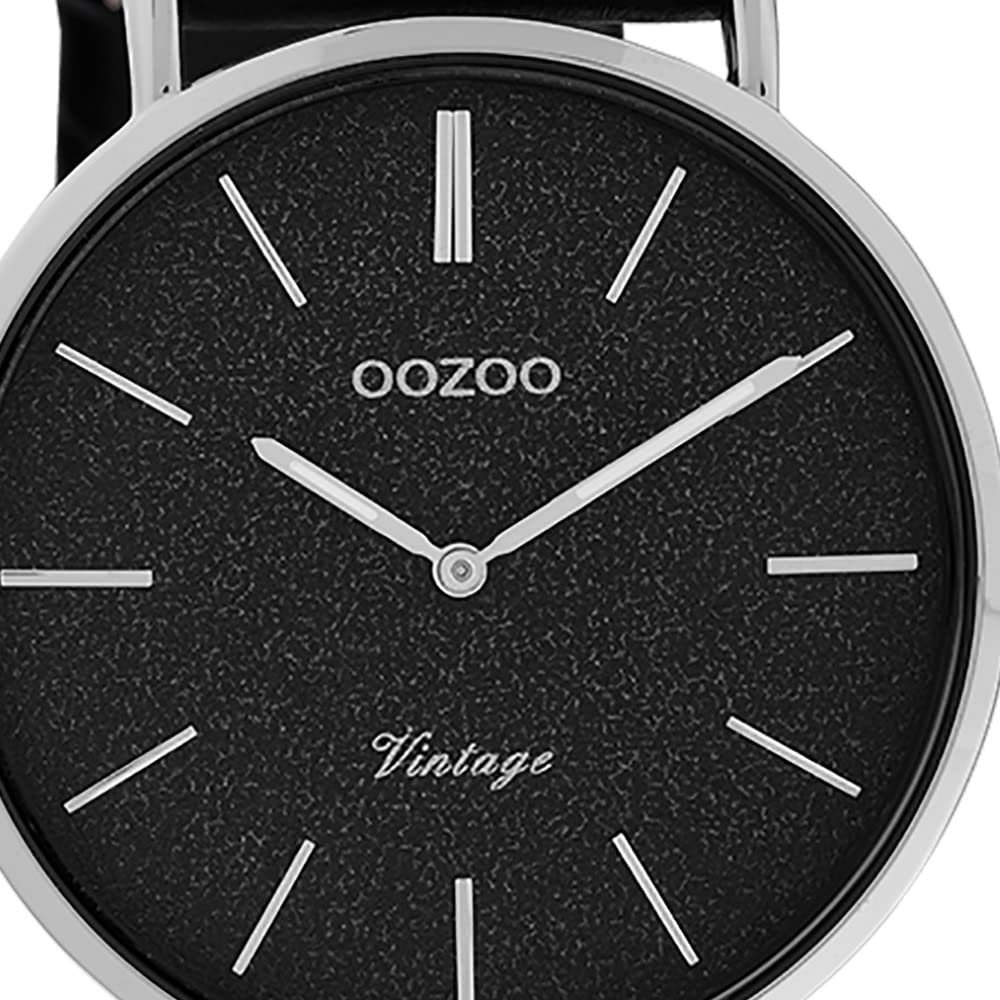 Женские часы Oozoo C20208 Vintage Series Аналоговые Черный Кожаный ремешок, фото №2