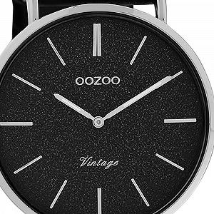 Женские часы Oozoo C20208 Vintage Series Аналоговые Черный Кожаный ремешок synthetic.ua - Фото 1