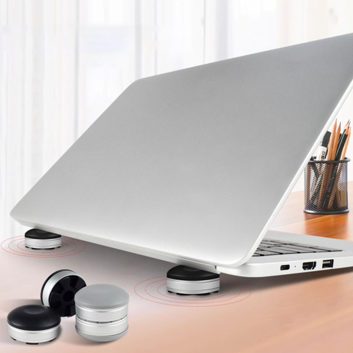 Подставка для ноутбука (2 шт.) Регулируемая по высоте Подставка для настольного компьютера Эргономичная совместимость с MacBook Способствует охлаждению и удобному положению для набора текста Легкая портативная подставка для ноутбука, фото №7