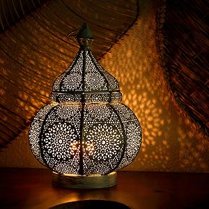 Настільна лампа Ramdan Lantern Метал 30 см Білий/Золотий Vintage Shabby Chic synthetic.ua - Фото 1