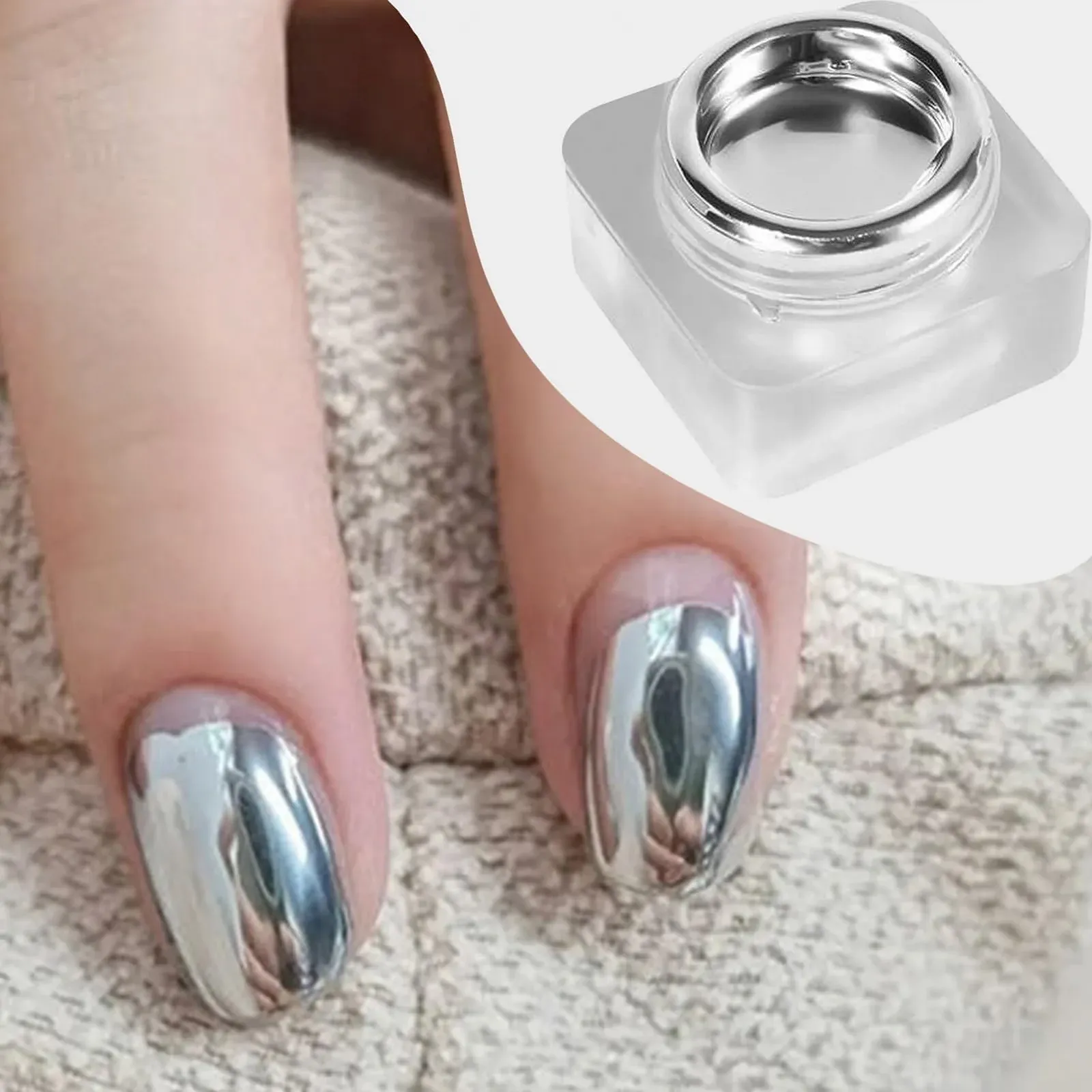 Металл-гель лак Зеркальный серебряный, фото №3 Металл-гель лак Зеркальный серебряный, фото №3