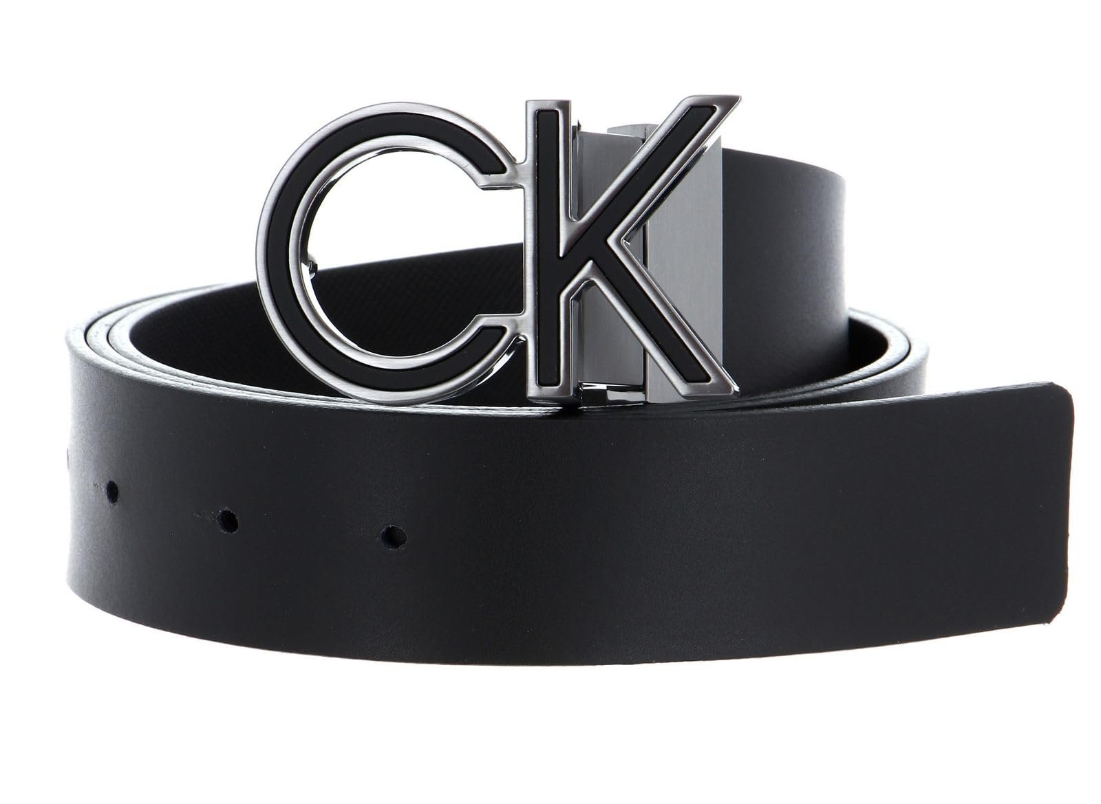 Ремень Calvin Klein Logo Rev CK Metal Inlay 35 мм W90 Черный гладкий/Черный текстурированный, Черный гладкий / Черный текстурированный, фото №1