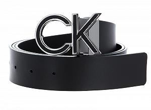 Ремень Calvin Klein Logo Rev CK Metal Inlay 35 мм W90 Черный гладкий/Черный текстурированный, Черный гладкий / Черный текстурированный - Фото 1