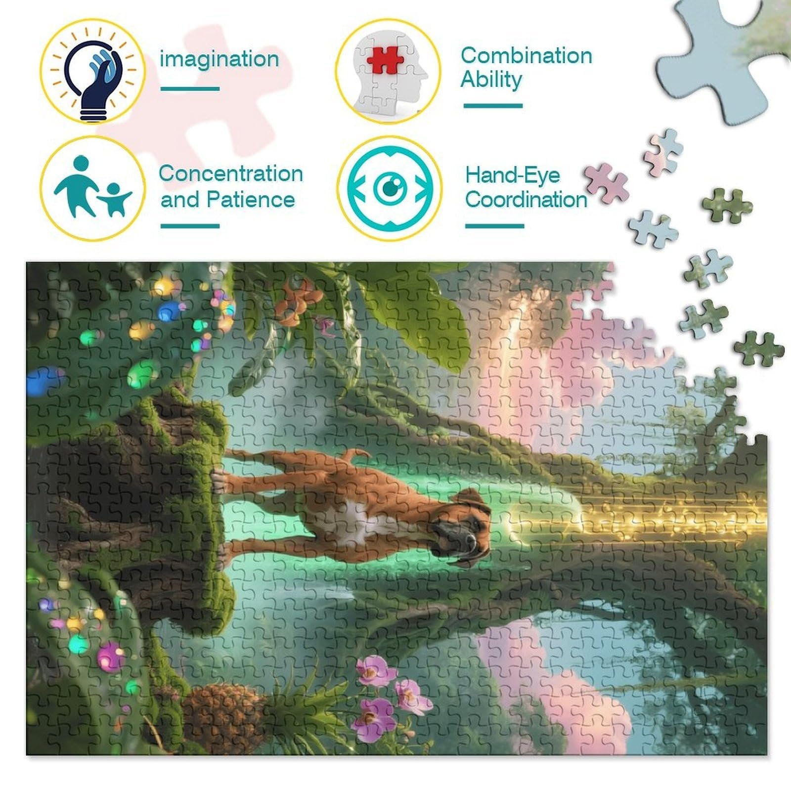 Пазл Boxer Dog Tropical Jungle 1000 деталей 70 x 50 cm, фото №4 Пазл Boxer Dog Tropical Jungle 1000 деталей 70 x 50 cm, фото №4