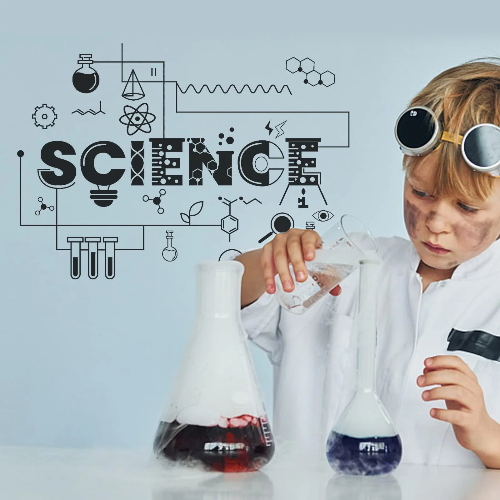 Наклейка на стіну SUPERDANT Science Наукові інструменти Вінілова для лабораторії та класу, фото №5