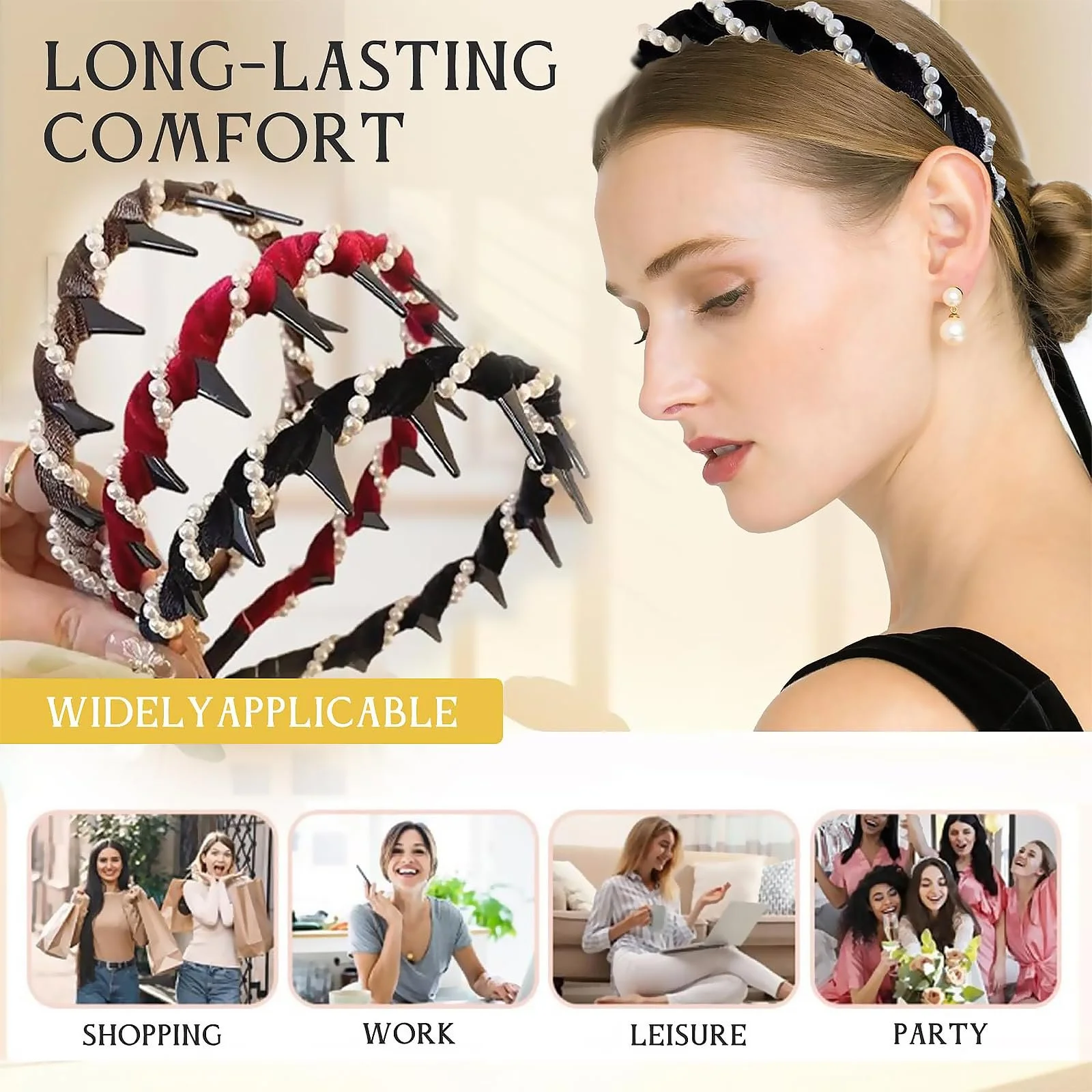 Набор из 3-х искусственных жемчужных обручей., фото №5