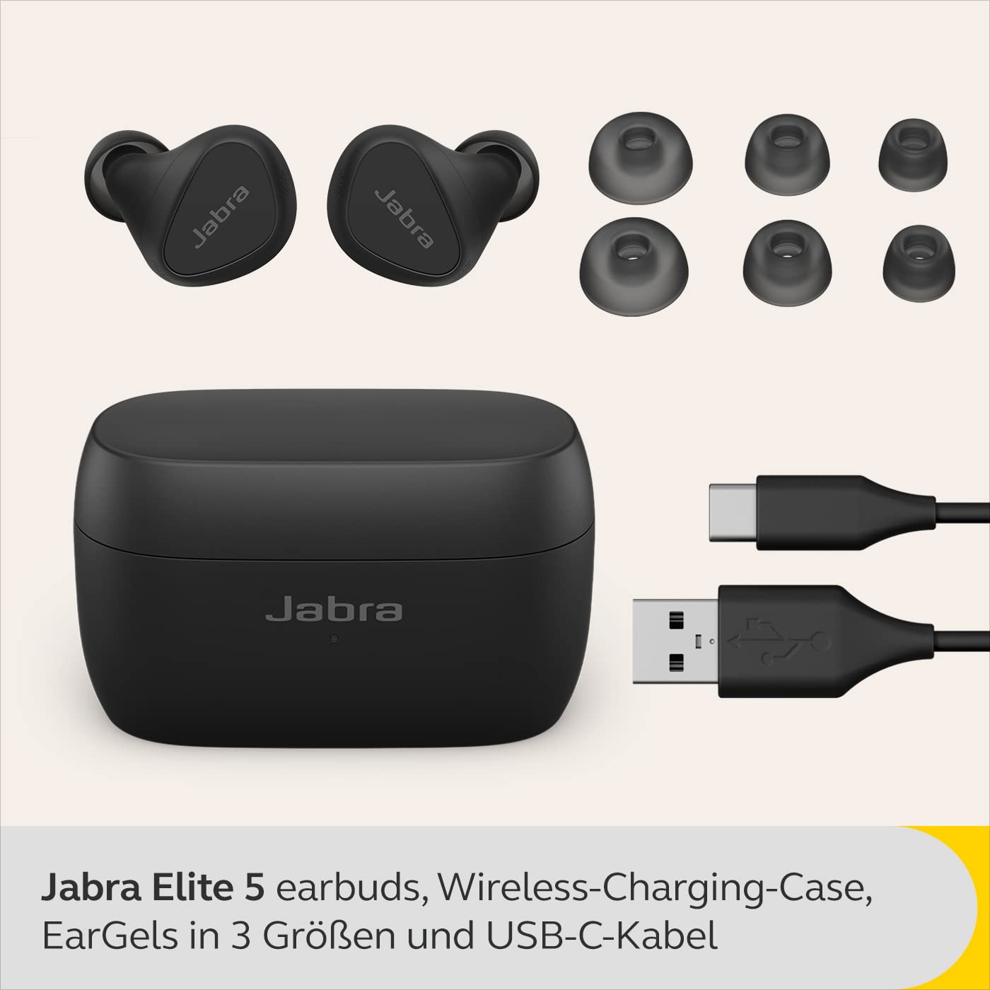 Вкладыши Jabra Elite 5 Bluetooth с гибридным активным шумоподавлением (ANC) 6 встроенных микрофонов 6-мм динамики черный, фото №2