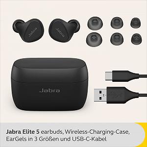 Вкладыши Jabra Elite 5 Bluetooth с гибридным активным шумоподавлением (ANC) 6 встроенных микрофонов 6-мм динамики черный synthetic.ua - Фото 1
