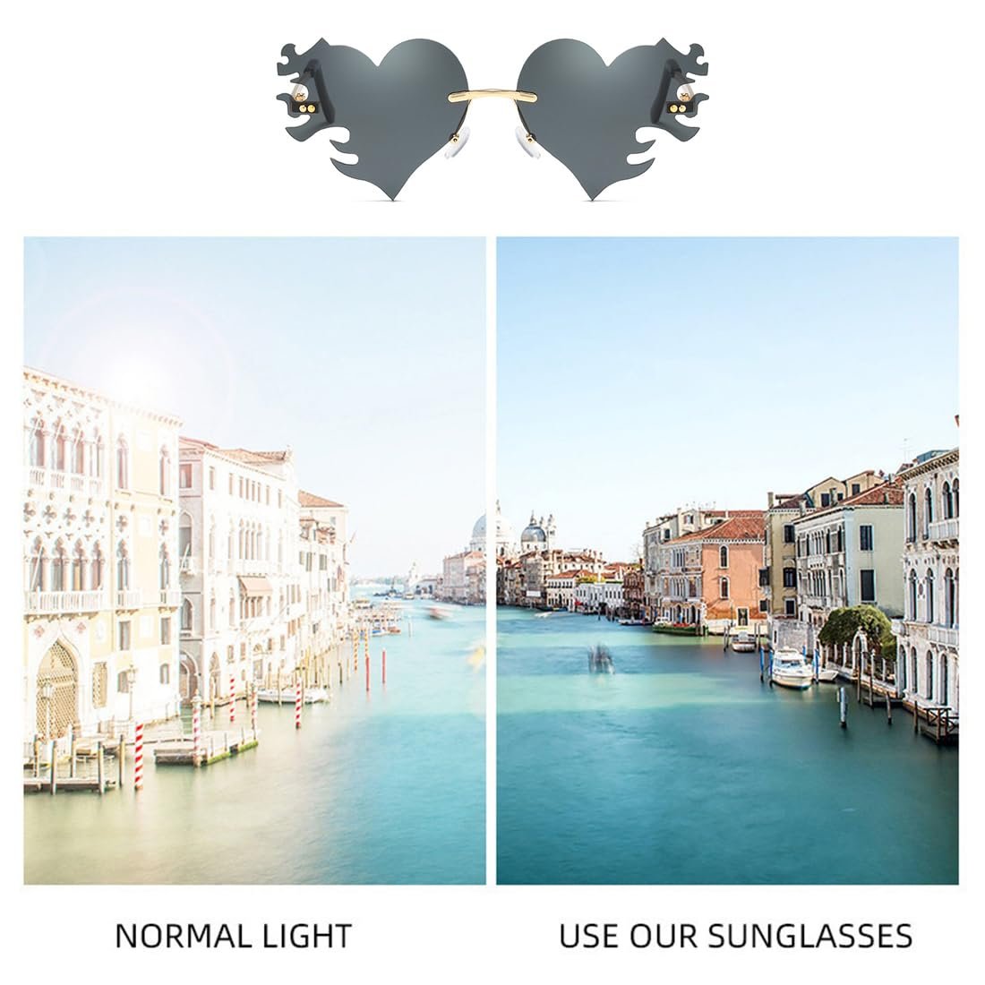 Сонцезахисні окуляри у формі серця FMYODWU, 2 пари, поляризовані, вінтажні, фото №5