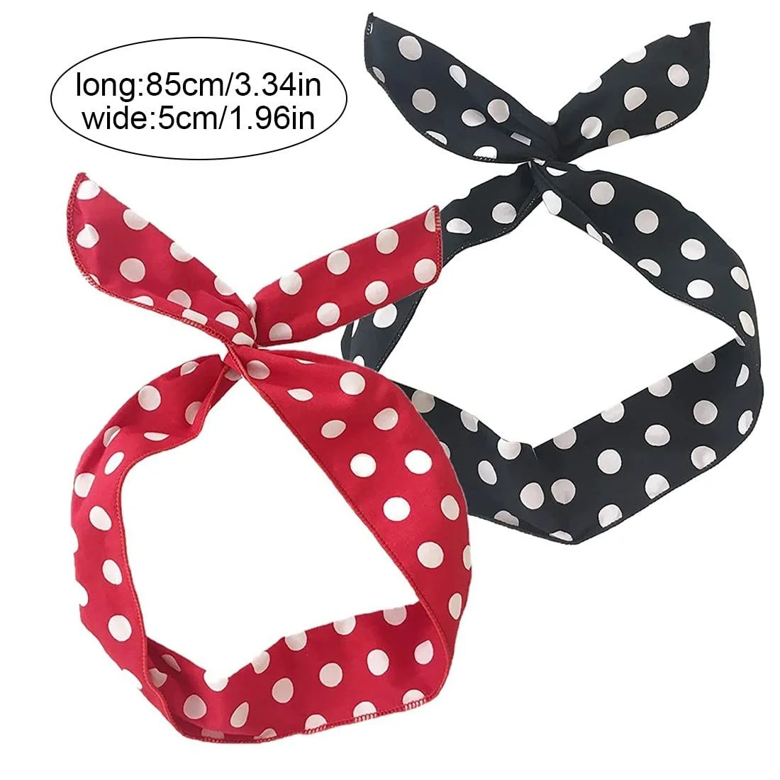 Набір пов'язок на голову з вузлом (2 шт.), мила в горошок, фото №2