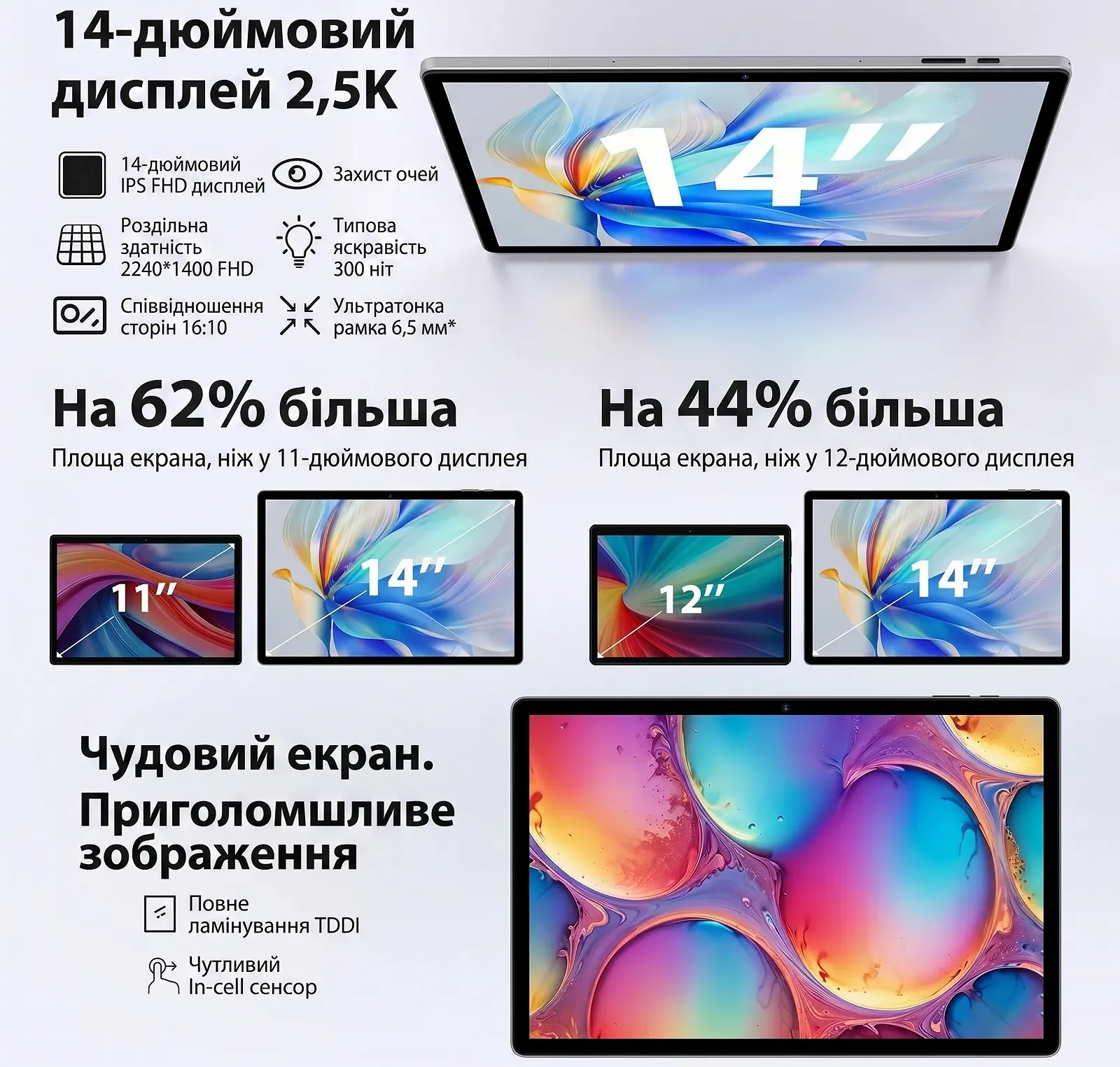 Планшет 14" 2K MAXLEGEN M708 12+24/256GB 4G 2SIM Android 15 11580 mAh Черный-серый, фото №3