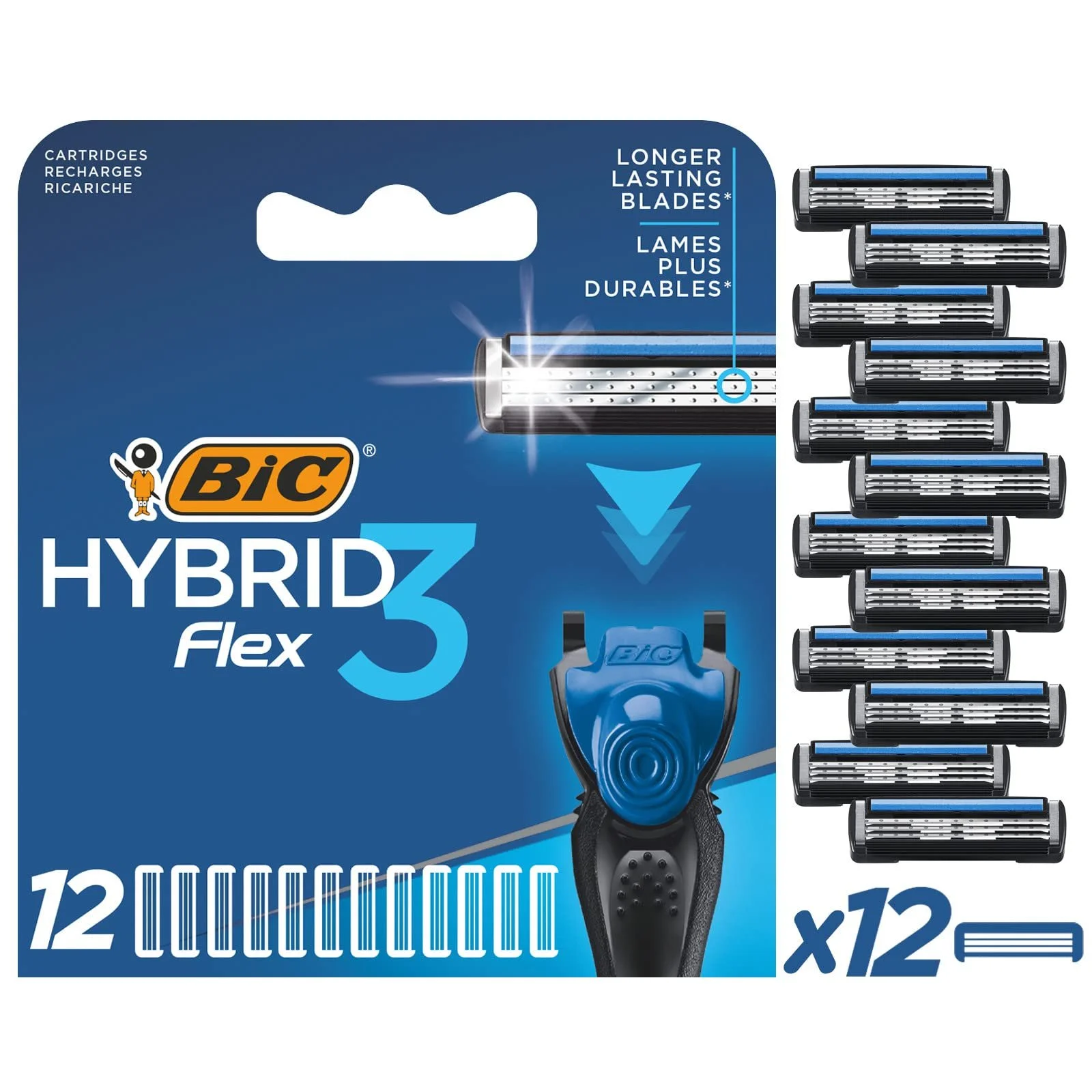 Сменные кассеты BIC Hybrid 3 Flex 12 шт 3 лезвия, фото №1