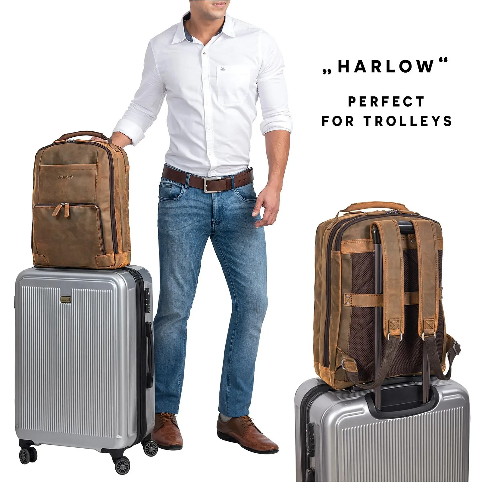 Рюкзак для ноутбука STILORD Harlow XL 15-17" Шкіряний Colorado, фото №6