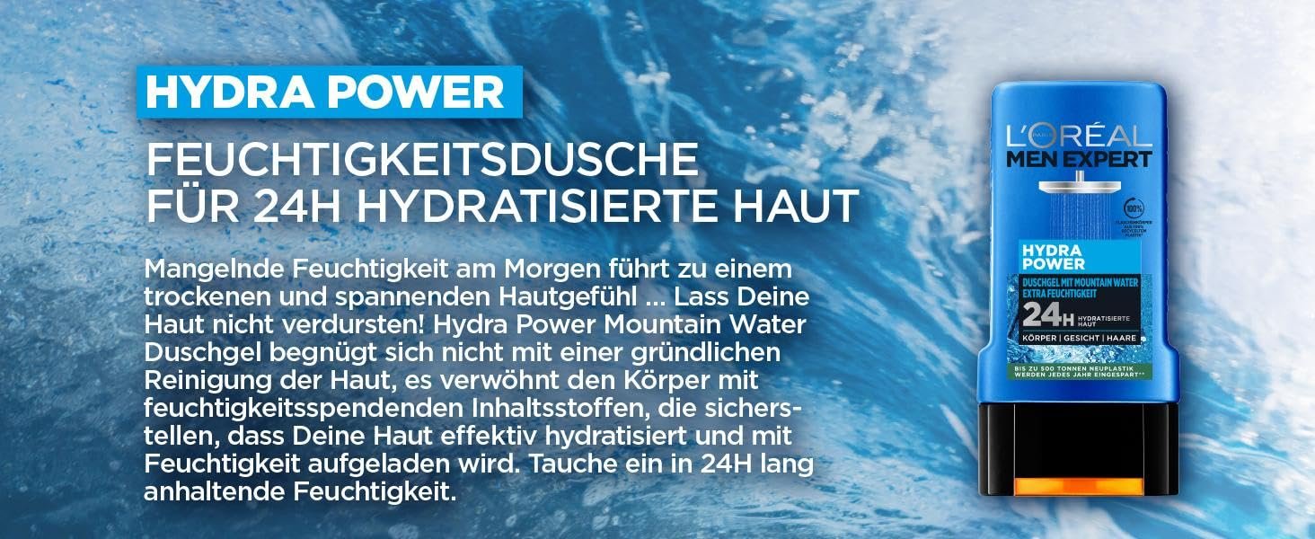 Гель для душа и шампунь L'Oréal Men Expert Hydra Power Mountain Water 5 в 1 250 мл, фото №10