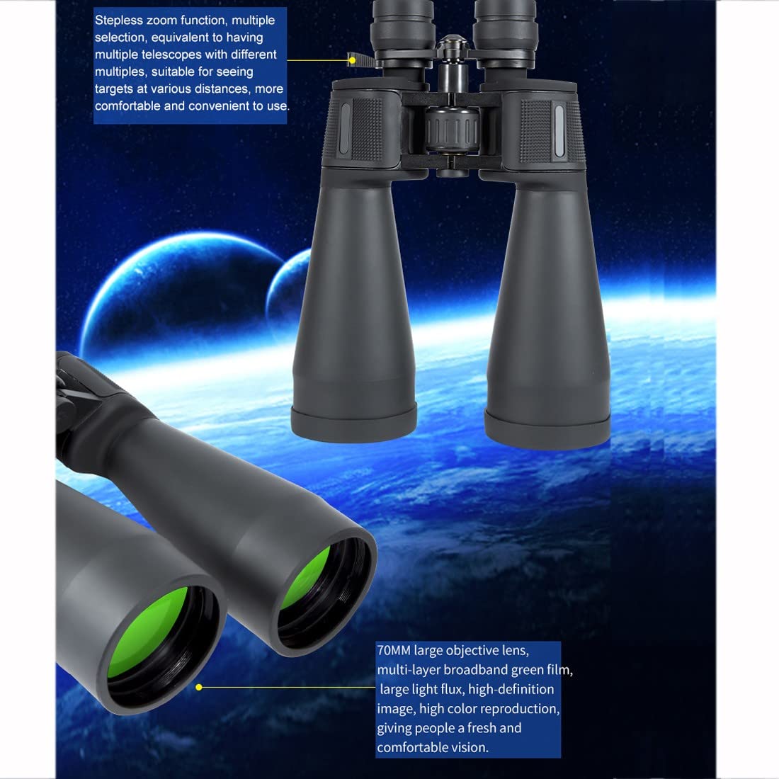 Бінокль QHYTL Компактний Потужний Бінокль 20-60x70, фото №6 Бінокль QHYTL Компактний Потужний Бінокль 20-60x70, фото №6