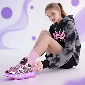 Кроссовки на колесиках HUSKSWARE Детские LED 2 Колеса USB Перезаряжаемые Меняющие цвет Черный Розовый Золотой Серебряный Белый Размер 28-41 EU synthetic.ua - Фото 1