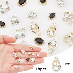 Украшения для ногтей NICENEEDED, 18 шт., 3D серебристо-черные роскошные циркониевые сплавы со сверкающими стразами, металлические ювелирные изделия с бриллиантами synthetic.ua - Фото 1