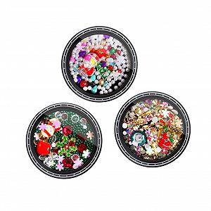 Украшение для ногтей Новогоднее 3 набора Маникюрные сплавные заклепки Украшение для ногтей для женщин - Фото 1