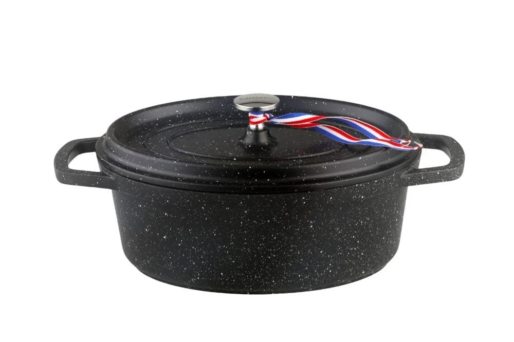 Гусятниця Kamberg 0008197 26 см Овальна Литий алюміній Кам'яне покриття Чорна, фото №1