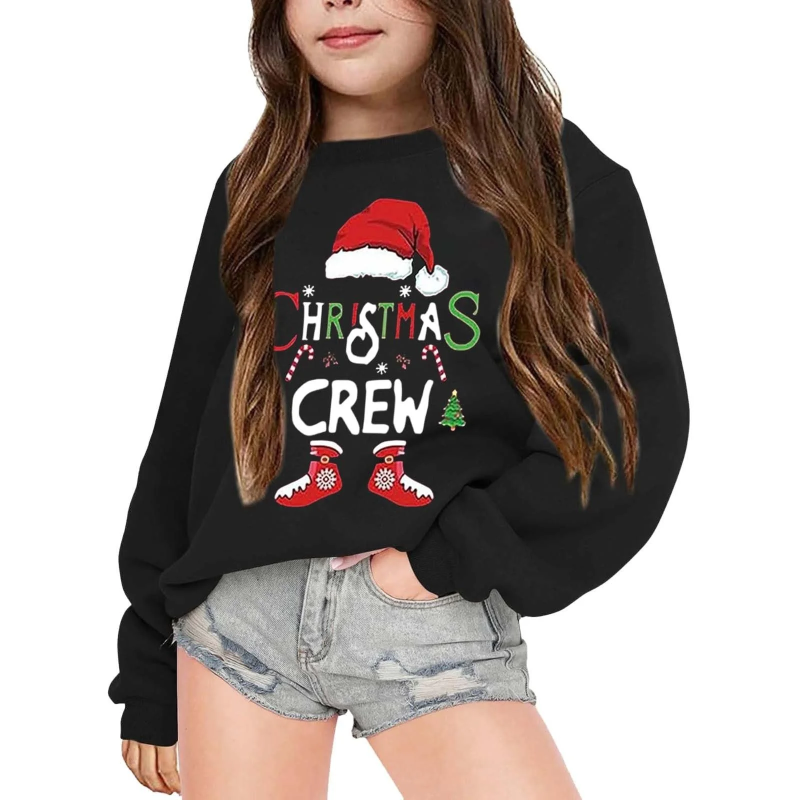 Світшот для дівчинки з довгими рукавами та круглим вирізом з графічним принтом, фото №1