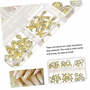 Украшения для маникюра FRCOLOR 150 штук Металл для дизайна ногтей с практичным кейсом для хранения synthetic.ua - Фото 1