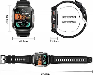 Смарт-часы IOWODO Military с фонариком LED, компасом, аккумулятором 900 mAh и двумя браслетами, черный synthetic.ua - Фото 1