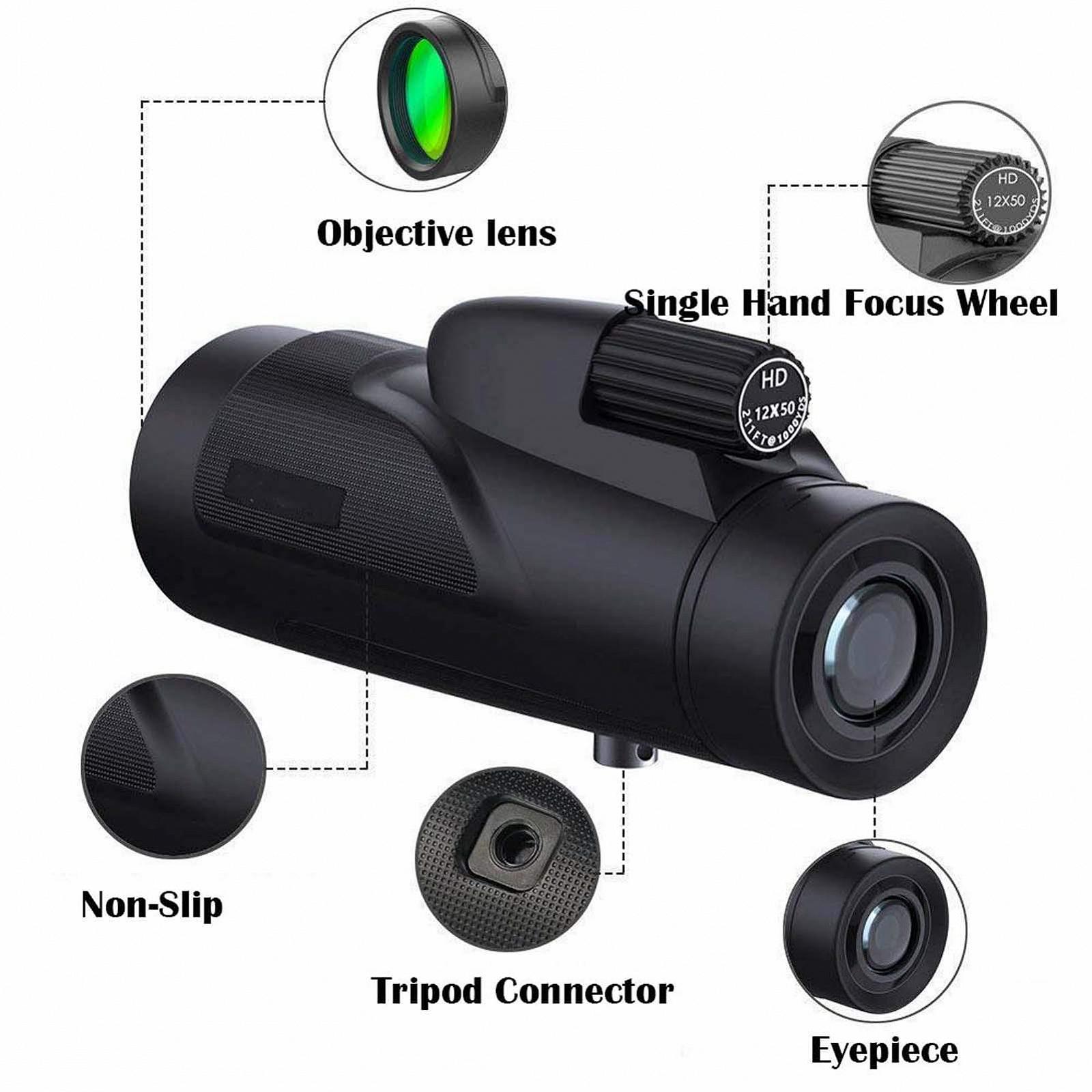 Монокуляр Teleskop 12x50 HD FMC Bak4 Prism водонепроникний, фото №3