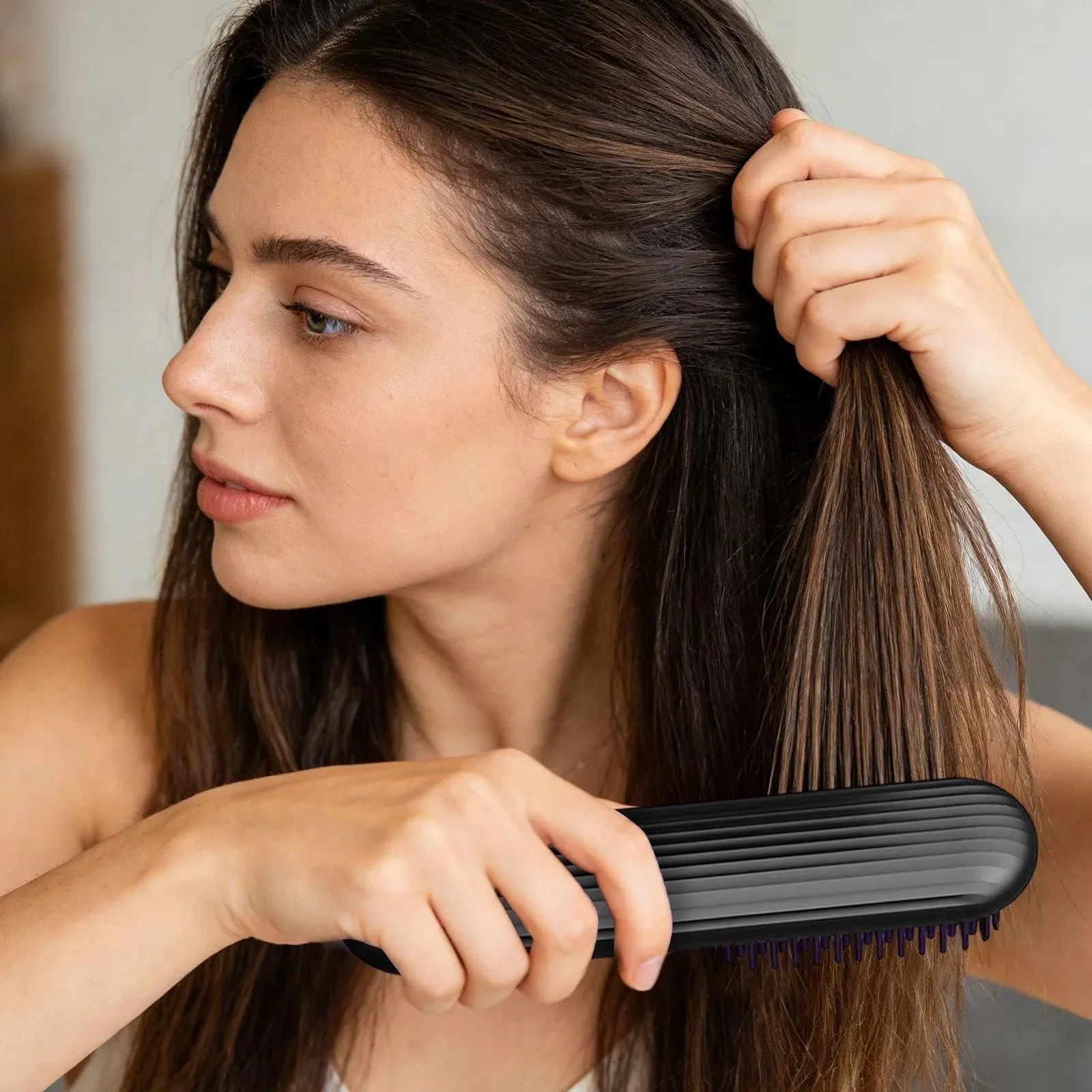 Щетка-выпрямитель беспроводная LCD-дисплей 3 температурных режима Type-C 60 мин работы, фото №9 Щетка-выпрямитель беспроводная LCD-дисплей 3 температурных режима Type-C 60 мин работы, фото №9