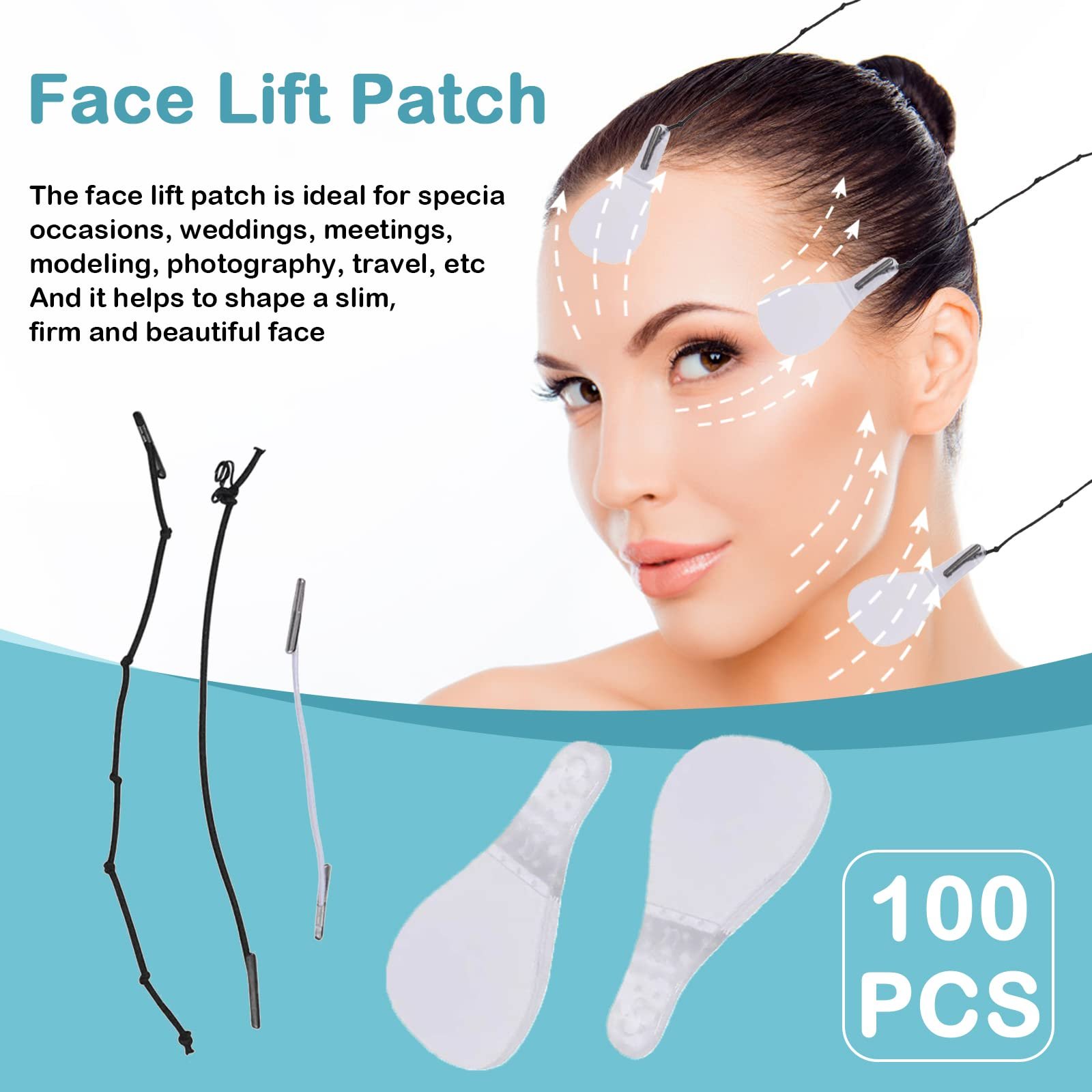 Стрічки для підтяжки обличчя та очей (100 шт. в упаковці), фото №5
