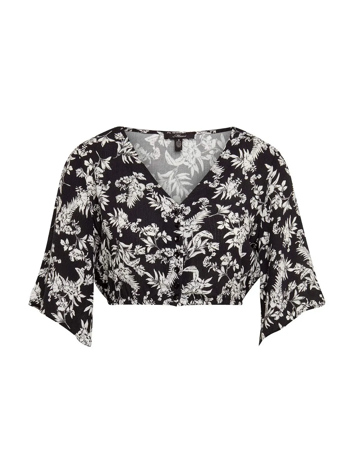 Рубашка Mavi Regular V Neck С принтом Черный Stroke Antique White flo M, фото №1