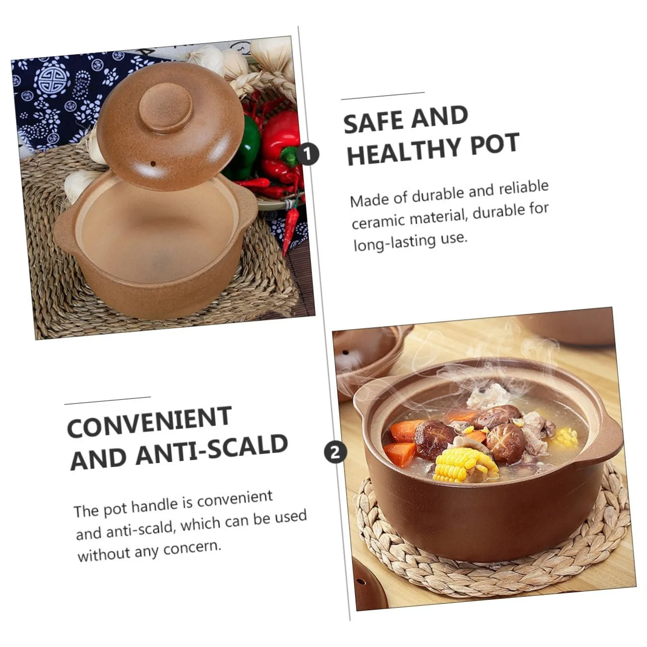 Каструля для запікання OUNONA керамічна з кришкою Non-stick, фото №3