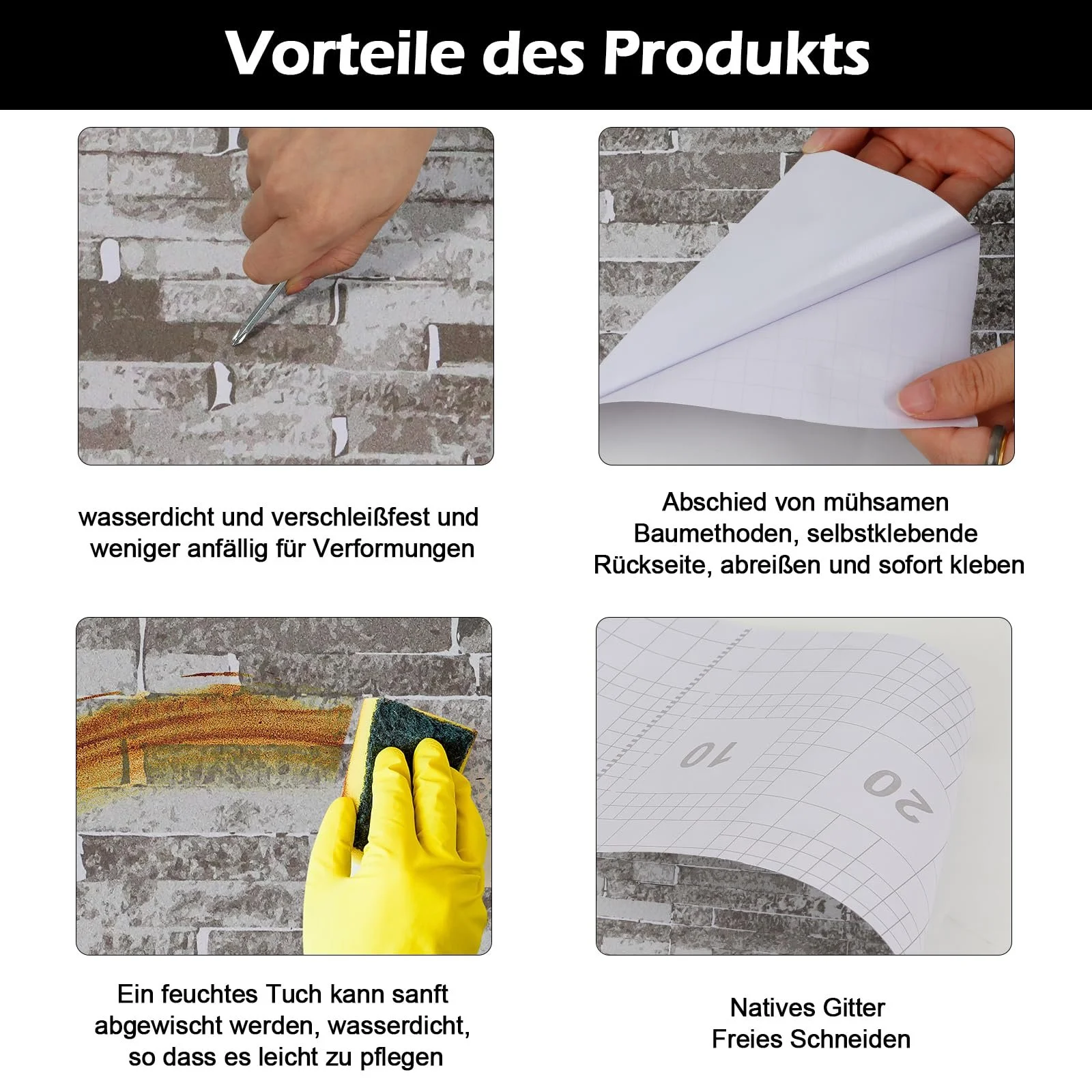 Наклейка для сходів та шаф самоклеюча водонепроникна 14 шт. 100 см x 18 см Grey Brick, фото №4