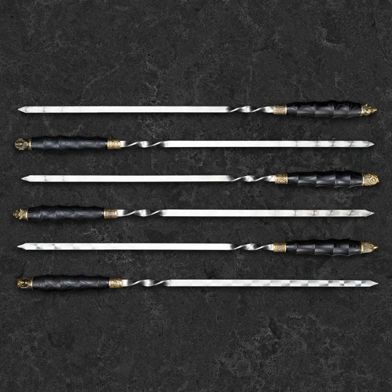 Набор шампуров Бор в кожаном кейсе 6 предметов, фото №4