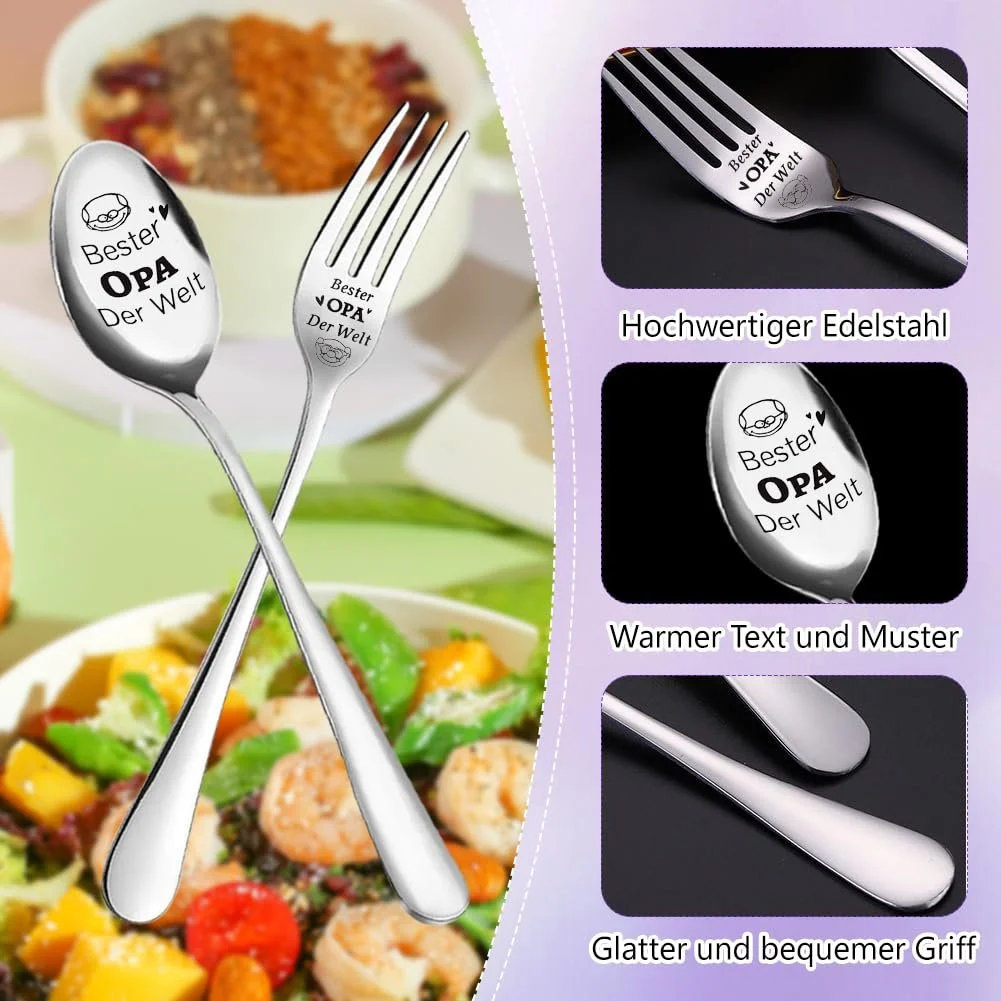 Ложка і виделка Найкращий дідусь у світі, сріблястий, фото №4