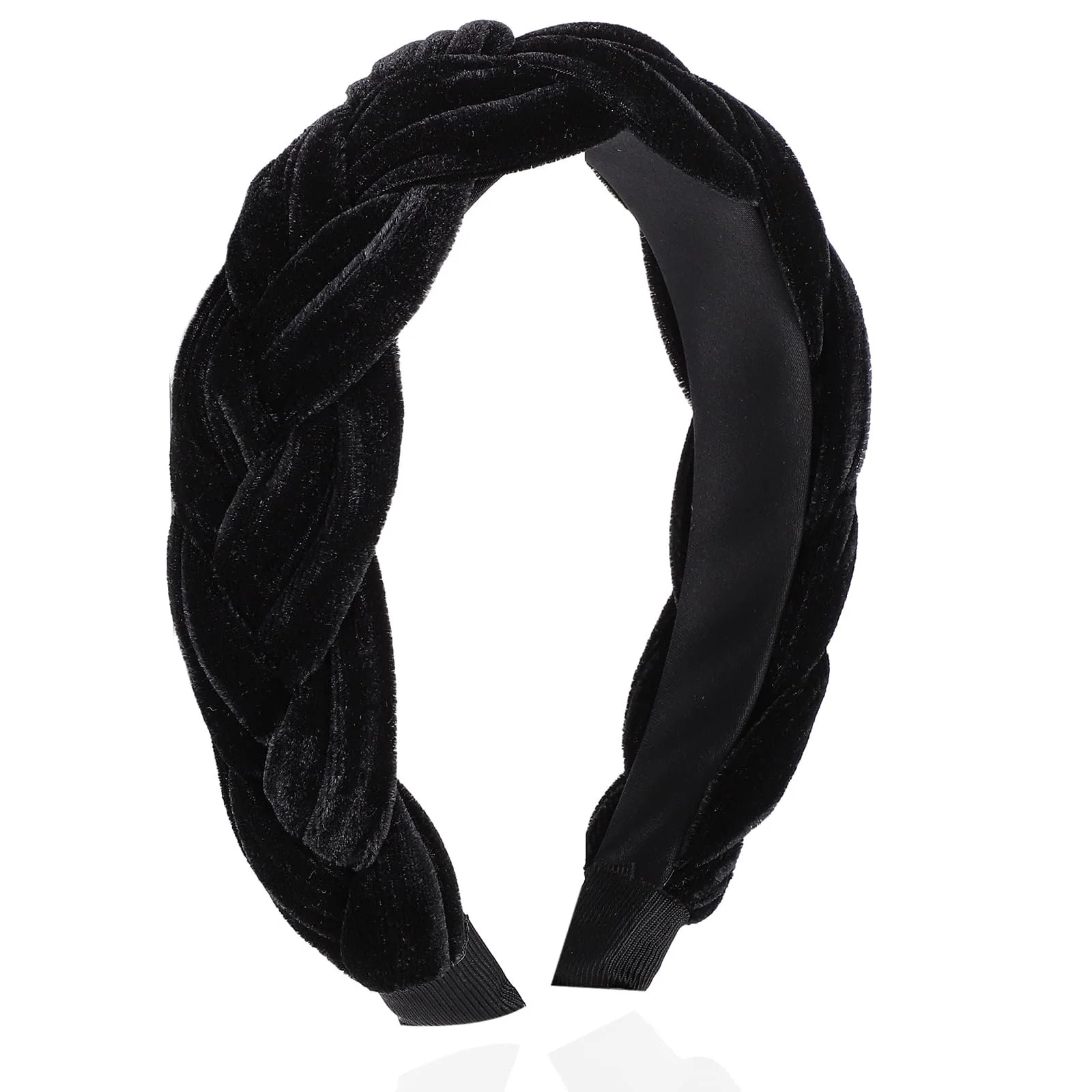 Обруч для волосся плетений Оксамитовий Чорний, фото №1