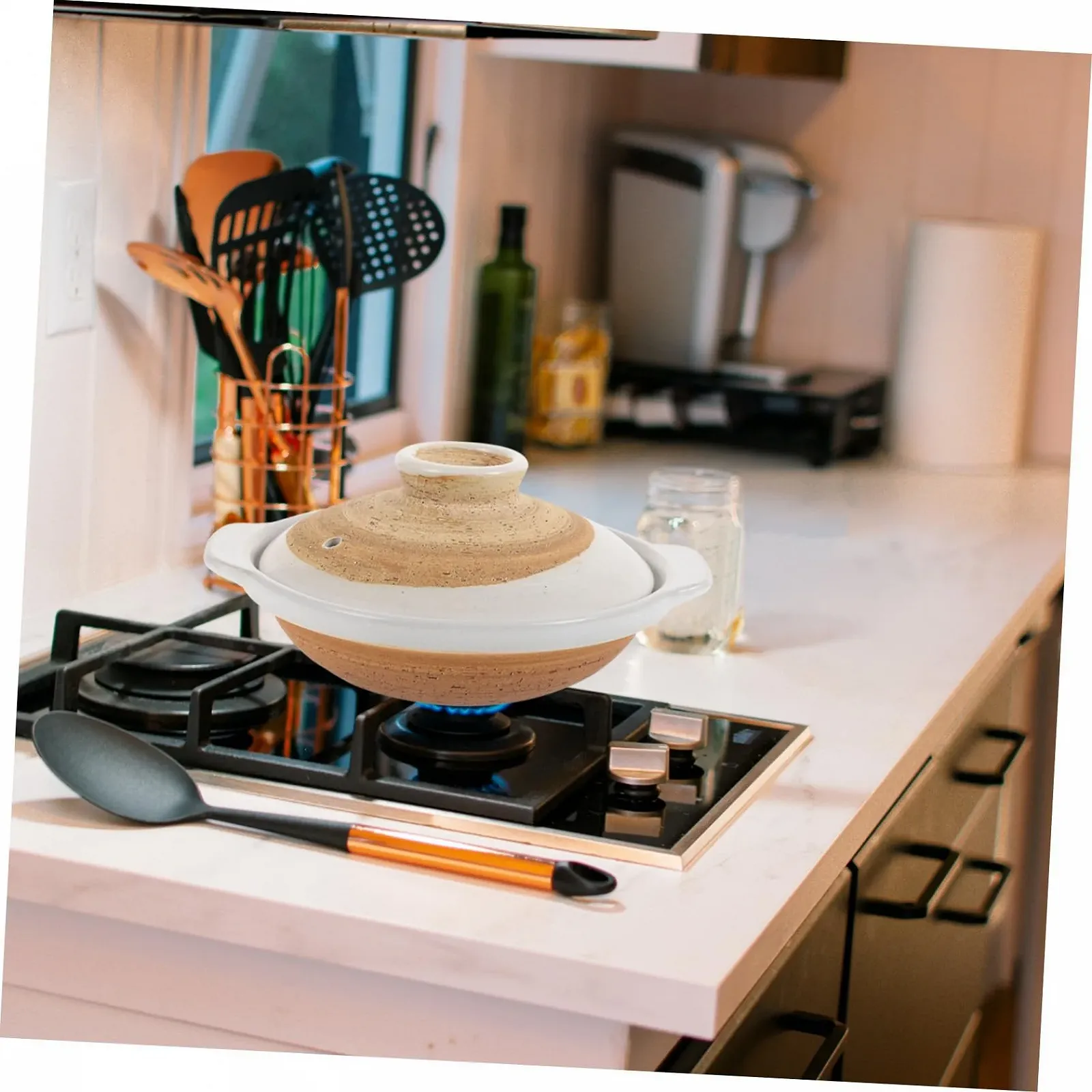 Каструля керамічна з кришкою термостійка антипригарна для газових плит, фото №4