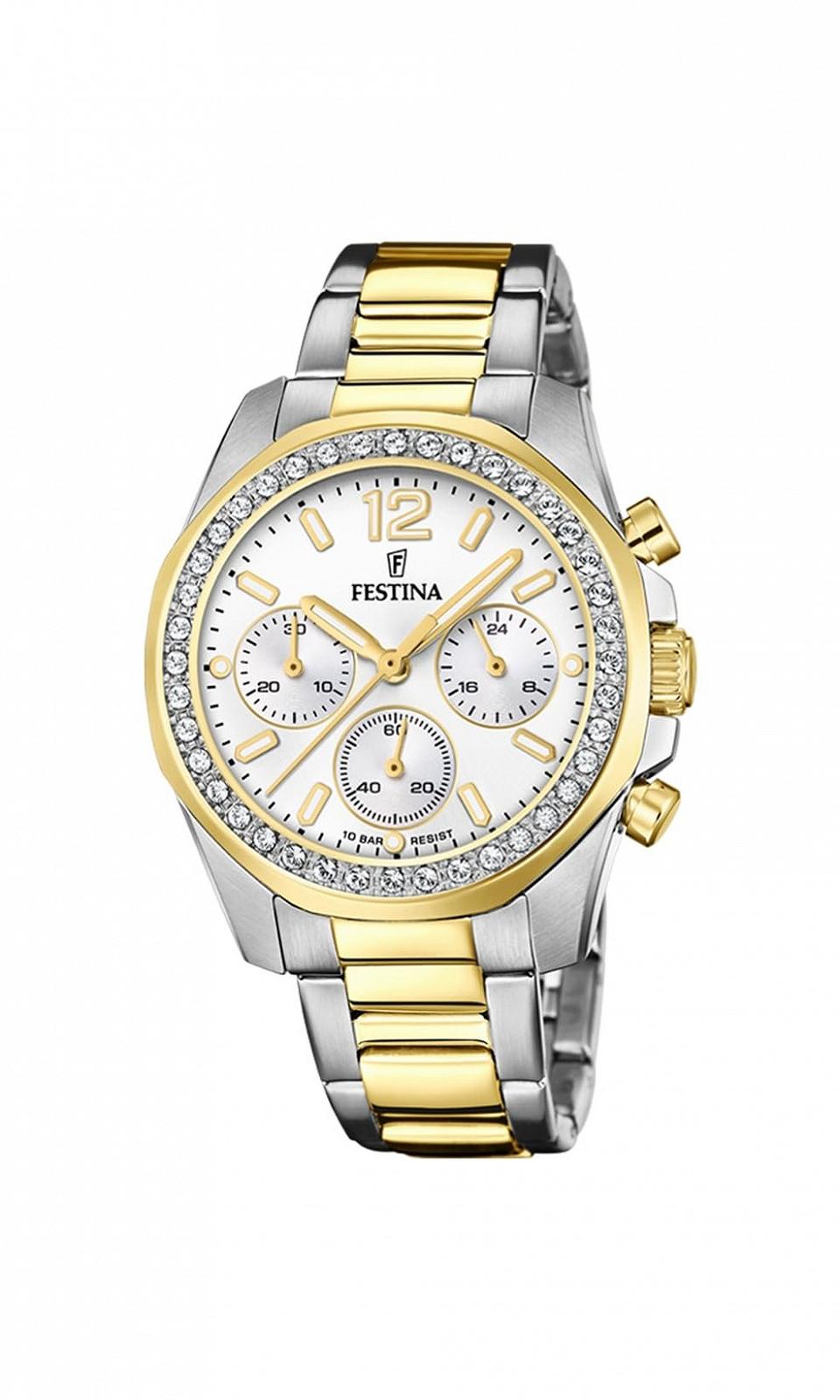 Годинник Festina Аналоговий Кварцовий F20607/1 Жіночий Ремінець з нержавіючої сталі, Срібно-Золотий, Браслет, фото №1