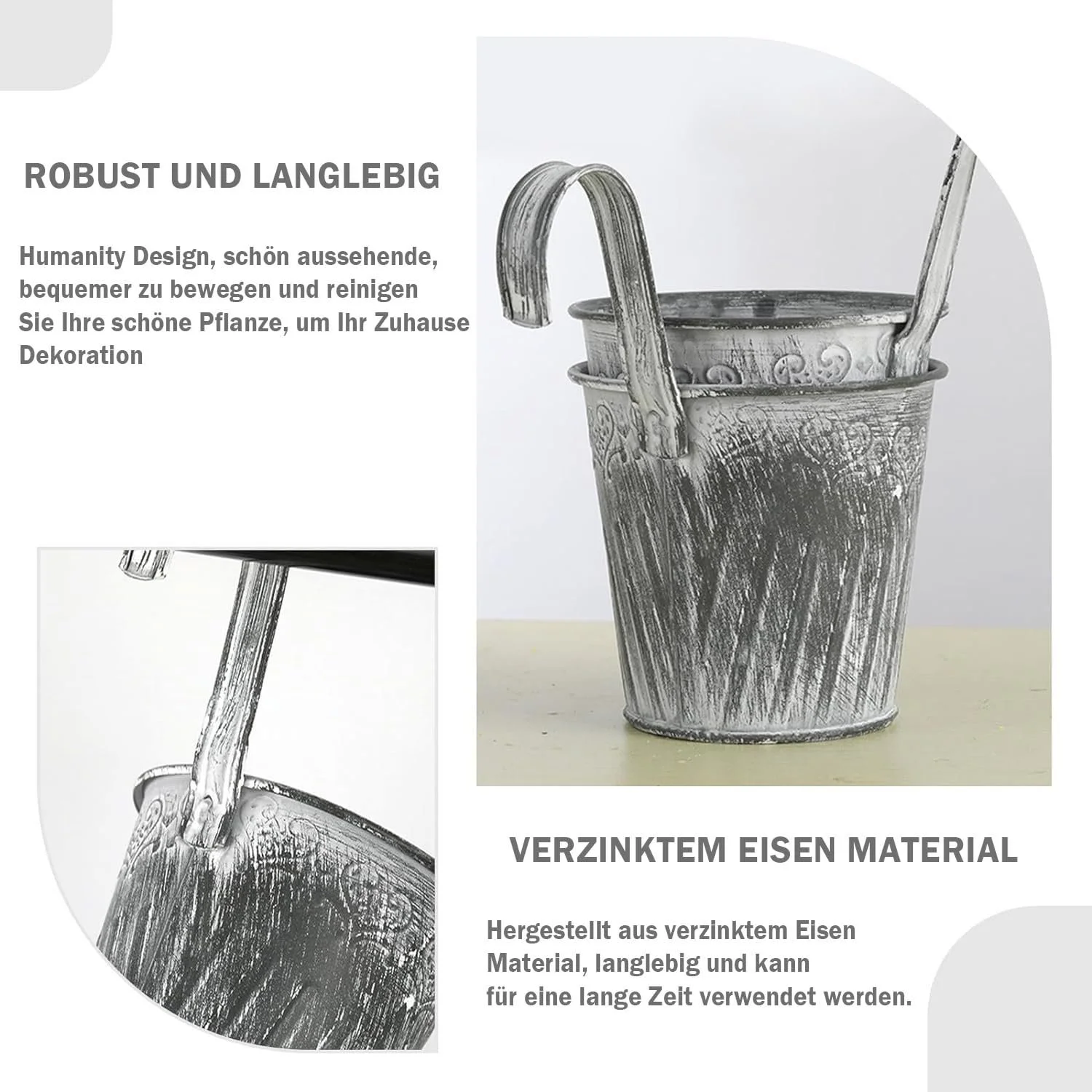 Підвісний квітковий горщик Залізо Вінтаж 5 шт., фото №3 Підвісний квітковий горщик Залізо Вінтаж 5 шт., фото №3