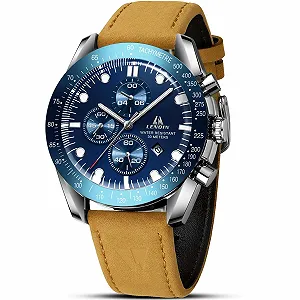 Часы кварцевые аналоговые мужские LENQIN LN, водонепроницаемые до 30 м, с датой, повседневные, без хронографа - Фото 1