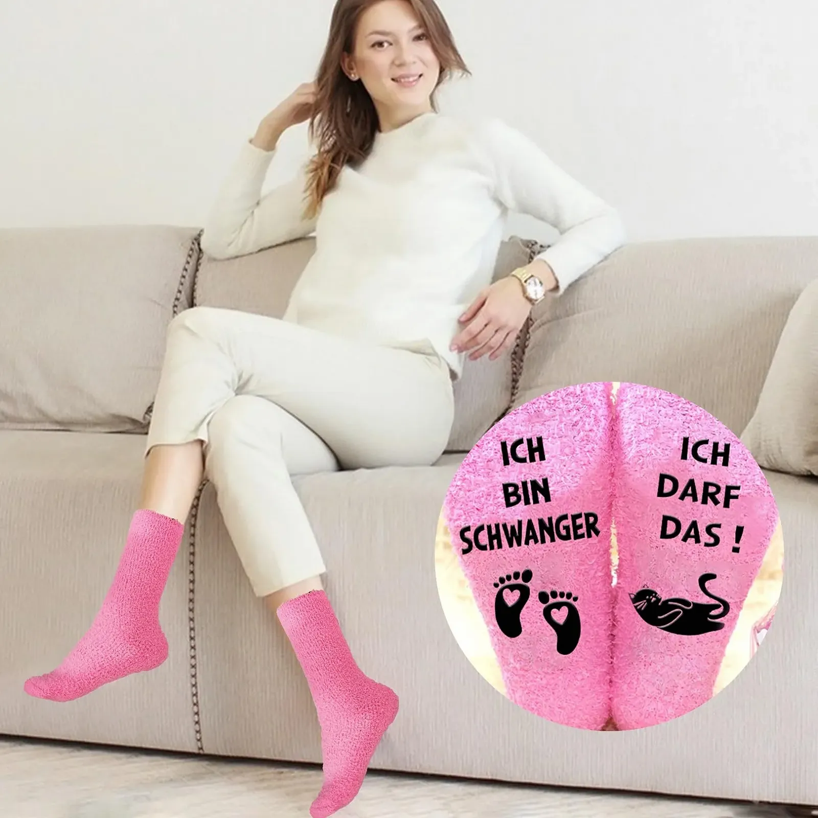 Шкарпетки для вагітних жінок, рожевий мотив, фото №6