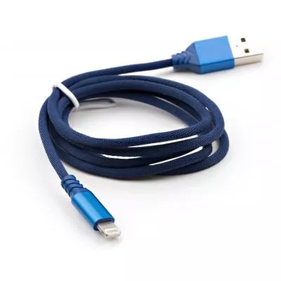 Дата кабель USB 2.0 AM to Lightning nylon 1m blue Vinga VCPDCLNB21B, фото №2