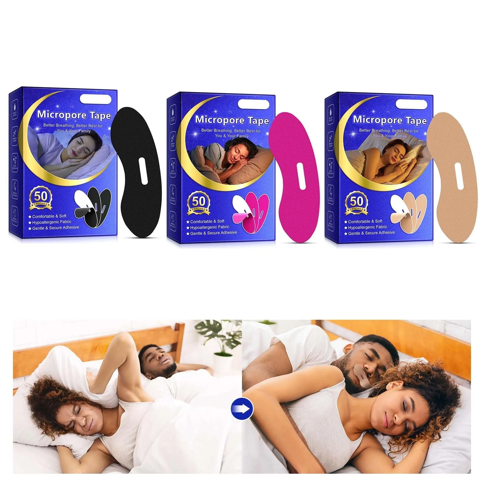 Смужки для сну проти хропіння 50 шт. Сприяють диханню носом, фото №2 Смужки для сну проти хропіння 50 шт. Сприяють диханню носом, фото №2